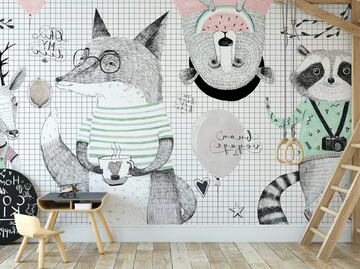 FOX AND FRIENDS - Pop art kids wallpaper by Studijo