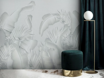 WHITE LEAVES - Tropical wallpaper by Studijo