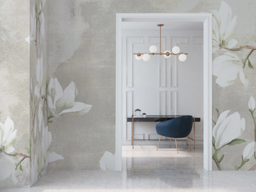 WHITE MAGNOLIA - Wallpaper with floral pattern by Studijo