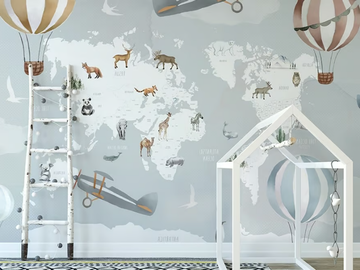 WORLD MAP - WATERCOLUOR - Motif kids wallpaper by Studijo