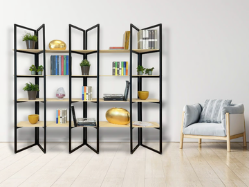 TEO - Freestanding open aluminium and wood bookcase by STUDIO T