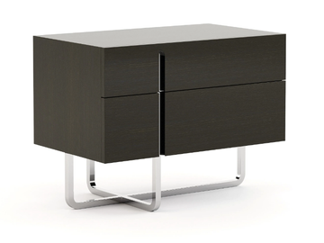 HIS - Rectangular stainless steel and wood bedside table with drawers by Stylish Club