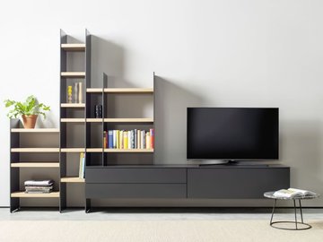 SCALA/CUBO 133 - Low TV cabinet with shelves by Sudbrock Möbelhandwerk