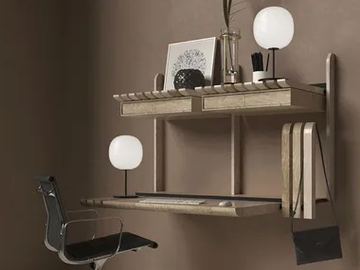 GATE - Wall mounted ash secretary desk with drawers by SVITANOK