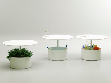 LAURA - Round metal bistro side table with flowerpot by Systemtronic