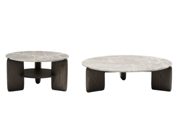 KANJI - Round ash and Fior di Pesco Carnico marble coffee table by Tacchini
