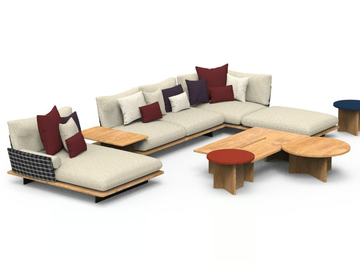 VENICE - Fabric garden sofa with chaise longue by Talenti