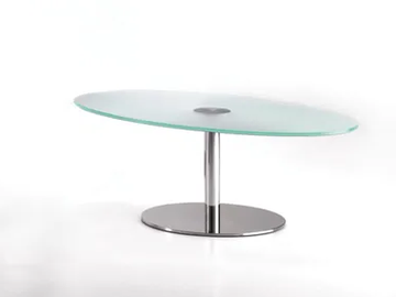 BASIC 859 C - Oval glass and steel coffee table for living room by TALIN