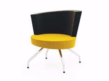 EL 1F - Upholstered trestle-based fabric easy chair with armrests by TALIN