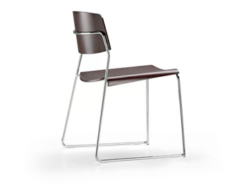 SIGMA 165 - Stackable sled base multi-layer wood reception chair by TALIN