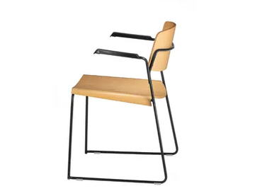 SIGMA 167 - Sled base multi-layer wood reception chair with armrests by TALIN