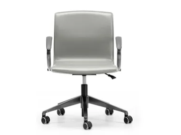 WEBTOP 393 - Tanned leather office chair with castors with armrests with 5-Spoke base by TALIN