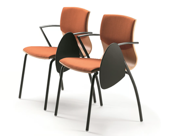 WEBWOOD 355/Tdx - Fabric training chair with armrests with writing tablet by TALIN