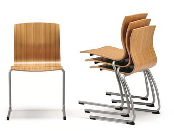 WEBWOOD 356 - Stackable cantilever multi-layer wood chair with armrests by TALIN