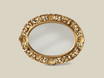 5478 - Framed oval wooden mirror by Tarocco Vaccari Group