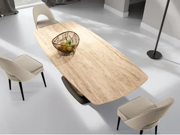 UN486-240 - Barrel-shaped wooden table by Tarocco Vaccari Group