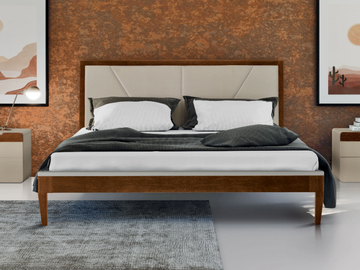 UN4901-T - Wooden double bed with upholstered headboard by Tarocco Vaccari Group