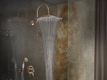 EMISFERO - Wall-mounted brass rain shower with arm by Tender rain