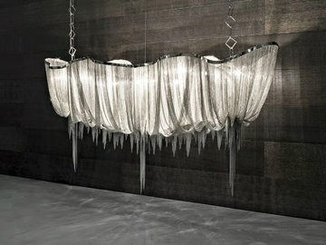 ATLANTIS A16-17-18 - Brass chains and metal structure plated pendant lamp by Terzani