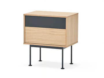 YOKO - Wood veneer and MDF bedside table with drawers by TEULAT