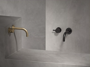 TITANIUM - 2 hole wall-mounted single handle washbasin tap by The Watermark Collection