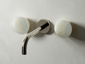 ZEN - 3 hole wall-mounted metal washbasin tap by The Watermark Collection