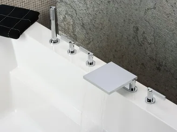 LE 11 WITH LEVER - Bath mixer with waterfall spout and handshower supplied by progressive cartridge mixer by THG Paris