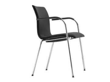 S 166 PVF - Stackable upholstered chair with armrests by Thonet