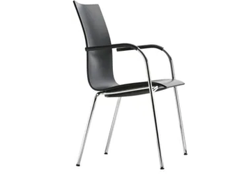 S 168 F - Stackable plywood chair with armrests by Thonet