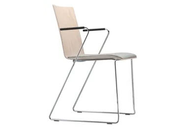 S 182 SPFST - Sled base plywood chair with armrests by Thonet