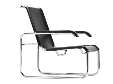 S 35 L - Sled base leather armchair with armrests by Thonet