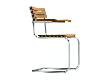 S 40 F - Cantilever iroko garden chair with armrests by Thonet