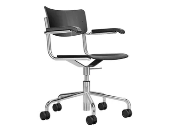 S 43 FDR - Swivel chair with armrests and with castors by Thonet