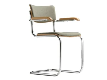 S 43 PVF - Cantilever upholstered chair with armrests by Thonet