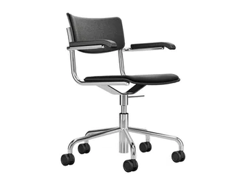 S 43 PVFDR - Swivel upholstered chair with armrests and with castors by Thonet