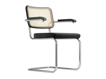S 64 SPV - Cantilever chair with armrests with canework backrest by Thonet