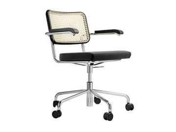 S 64 SPVDR - Swivel chair with castors and with canework backrest by Thonet