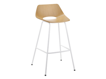 S 661 H - Contemporary style high multi-layer wood stool with footrest by Thonet