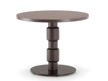 BERLINO - Low round solid wood and metal coffee table by Tirolo