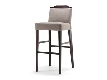 BOSTON - Upholstered solid wood stool with footrest with back by Tirolo