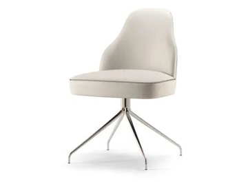 CHICAGO - Upholstered trestle-based leather chair by Tirolo