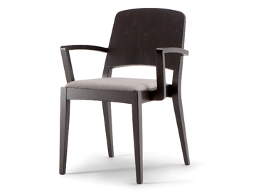 KYOTO - Solid wood chair with armrests with integrated cushion by Tirolo