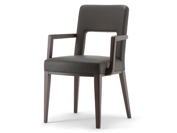 MONTREAL - Upholstered leather chair with armrests open back by Tirolo