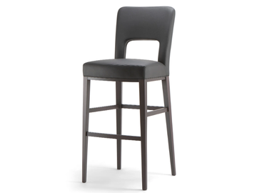 MONTREAL - Upholstered leather stool with back by Tirolo