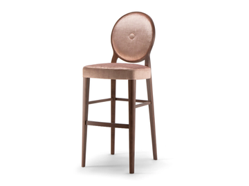 SOFIA - Solid wood stool with back with integrated cushion by Tirolo