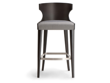 XIE - Solid wood stool with back with integrated cushion by Tirolo