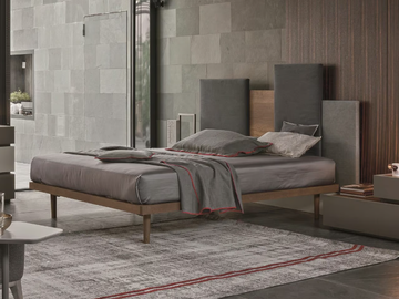 SKYLINE - Wooden double bed with high headboard by Tomasella