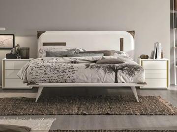 TASCA - Upholstered leather double bed with upholstered headboard by Tomasella