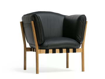 DOWEL - Leather armchair with armrests by TON