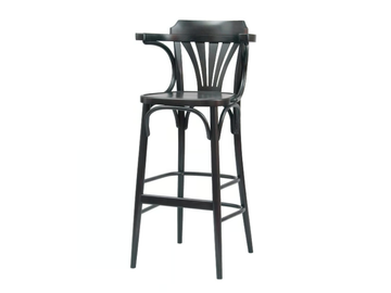 N° 135 - Wooden bar stool with back and footrest by TON